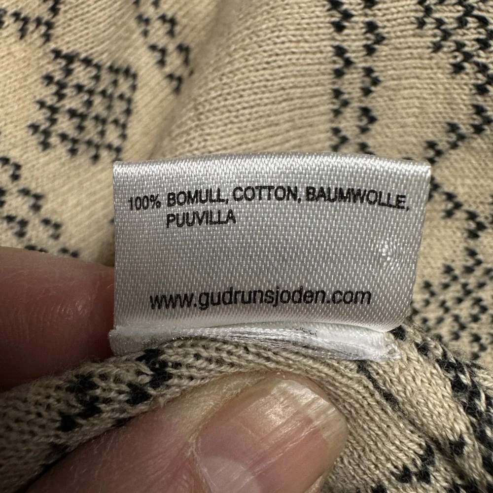 Gudrun Sjoden Cotton Cardigan, Size M, Black, Cream Multicolor Floral Embroidery - Picture 9 of 12